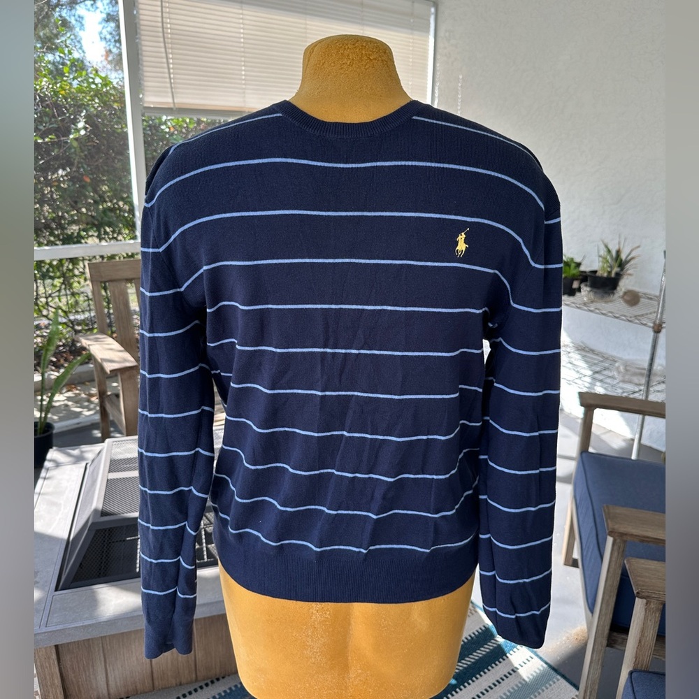 Polo Ralph Lauren Crewneck Sweater, Blue striped, 100% Pima Cotton